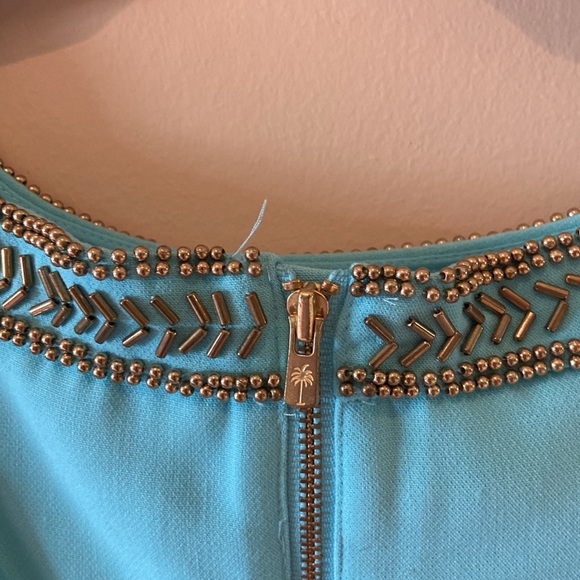 Lilly Pulitzer Baby Blue Mini Dress with Beaded Cut Out Neckline - Picture 11 of 12